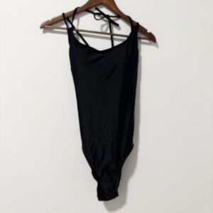 Time and Tru‎ Womens Swimsuit Size Large 14-16 Black One Piece Tie Back Detail